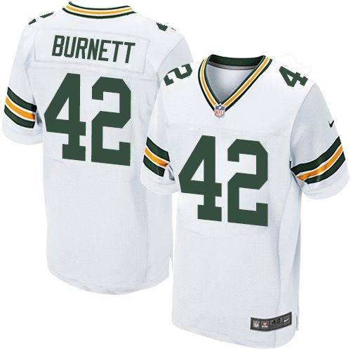 Nike Packers #42 Morgan Burnett White Men's Stitched NFL Elite Jersey - Click Image to Close